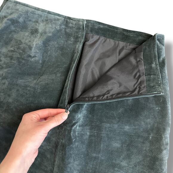 Vintage Wilsons Maxima Dark Gray Suede Leather Skirt Women’s Size 10 Classic 90s - Picture 6 of 9